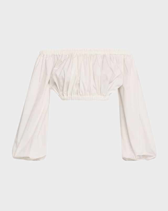Oro Off-The-Shoulder Cotton Poplin Sateen Crop Top